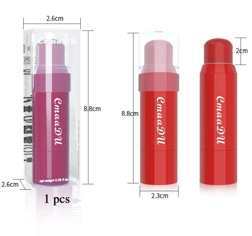 CmaaDu Tinted ลิปสติก Blush Stick แต่งหน้า Long Lasting Facial Moisturizing Lip Stick Blusher Brighten Natural Face Rouge Blushe