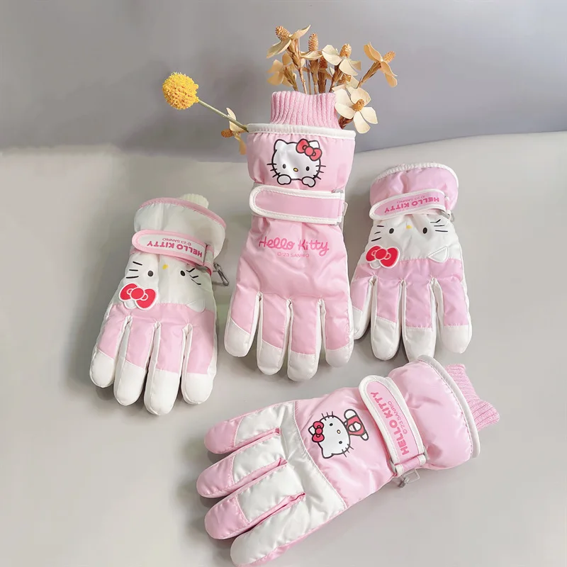 

For Kitty cat gloves Cute outdoor warm ski gloves with anti-slip function. Soft snow gloves as gifts.