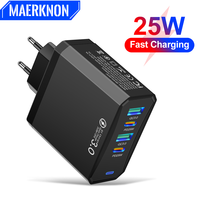 PD 40W Quick Phone Charger USB PD 4 Ports Fast Charging Mobile Phone Chargers For iPhone 16 Xiaomi Samsung Travel Wall Adapter