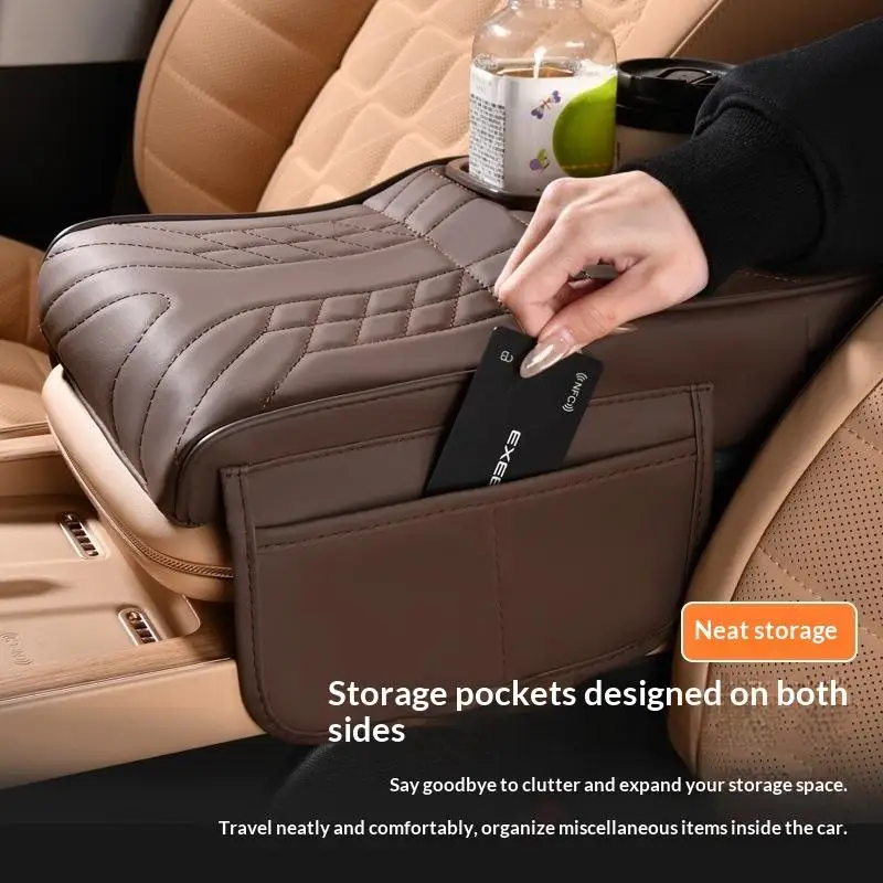 Multi-Function Car Armrest Box- Storage Booster Pad Center Console Tissue Box And Water Cup Holder Vehicle Armrest Cushion Cover