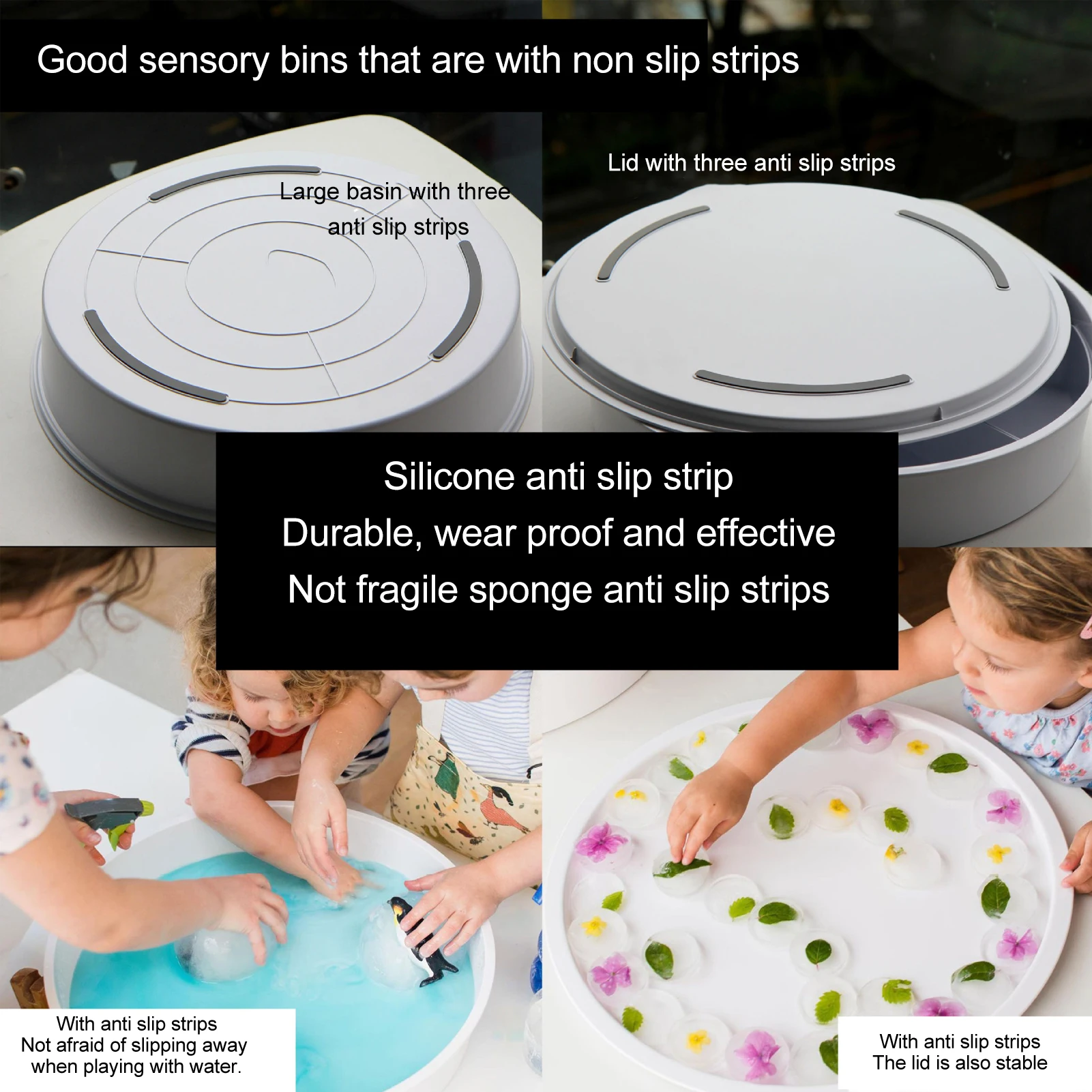 Kids Toys Storage Sensory Bin Sealed Anti Slip Bottom Dishwasher Toddler Sensory Bin Educational with Lid for Gift