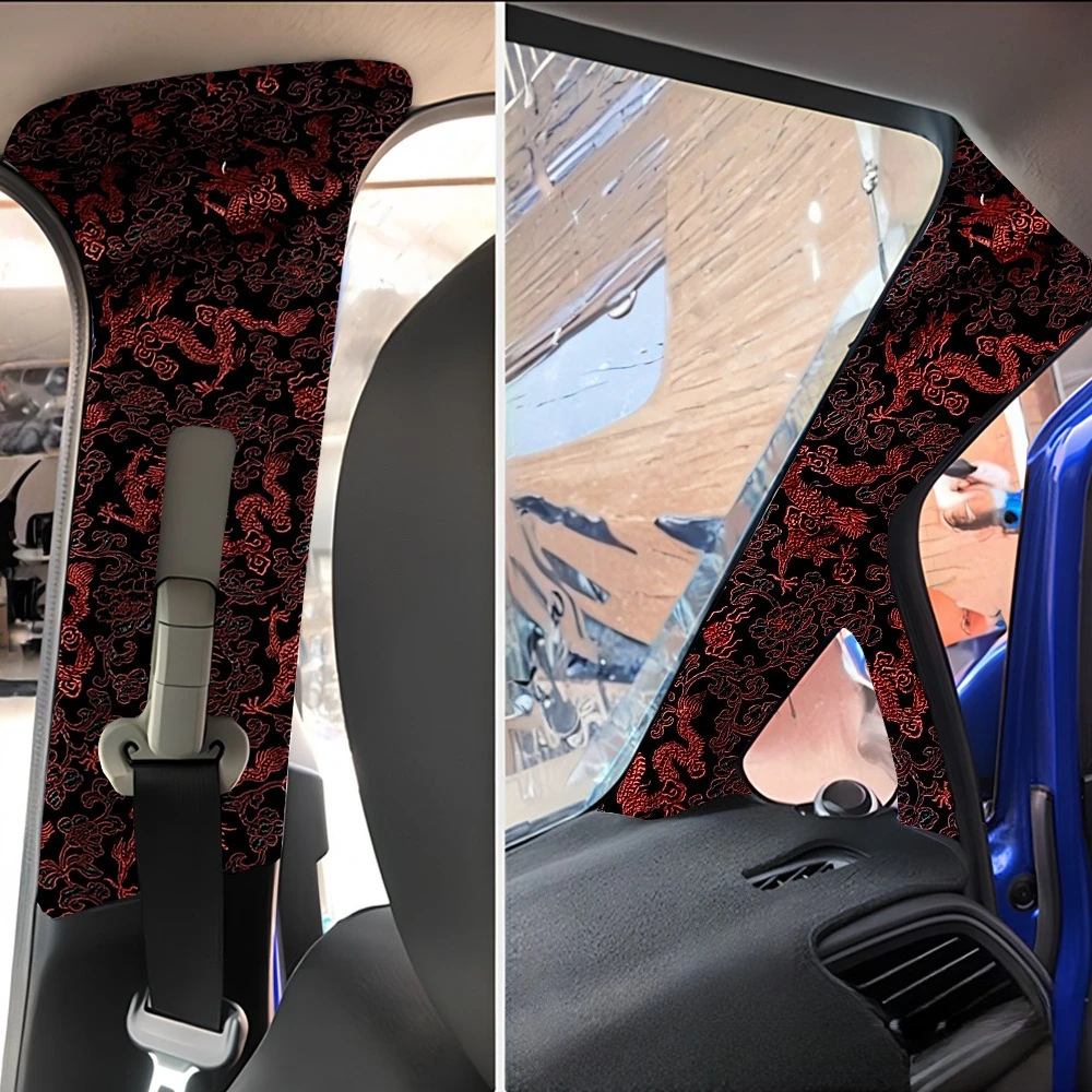 Car Interior Upgrade Kit Self-Adhesive Chinese Style Embroidery for A/B Pillar Decorative Sticker To Refresh Your Car Cabin