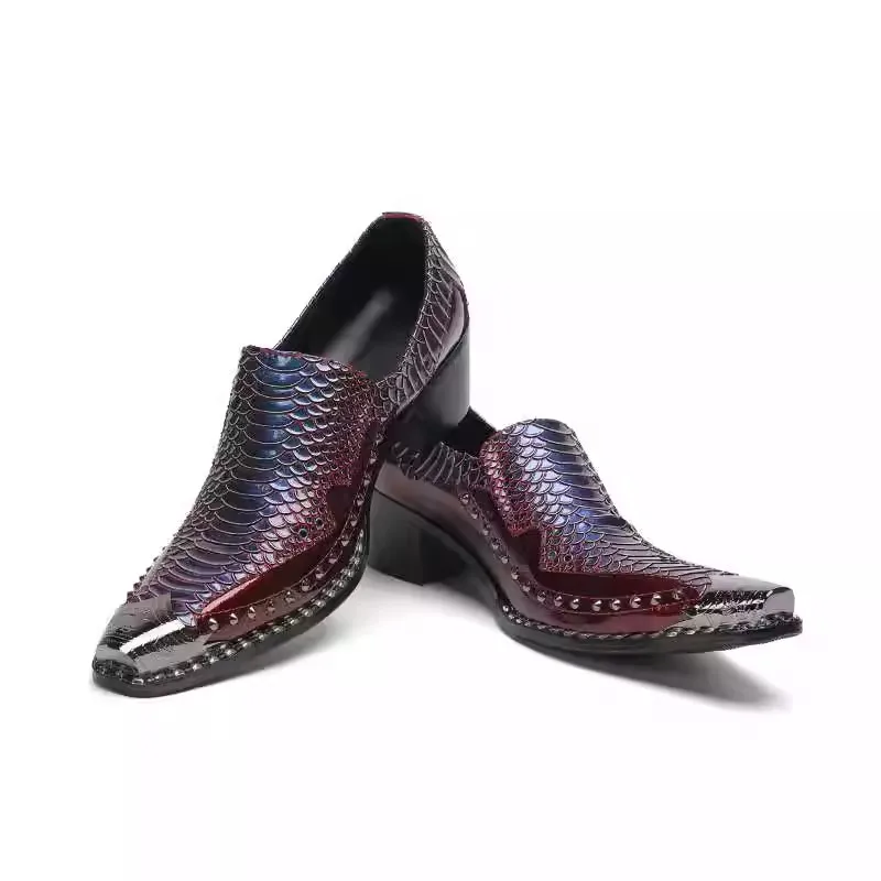 Elegant Snake Skin Shoes For Man Genuine Cow Leather Iron Pointed Toe Formal Nightclub Dress Oxford Men's Zapatos Hombre