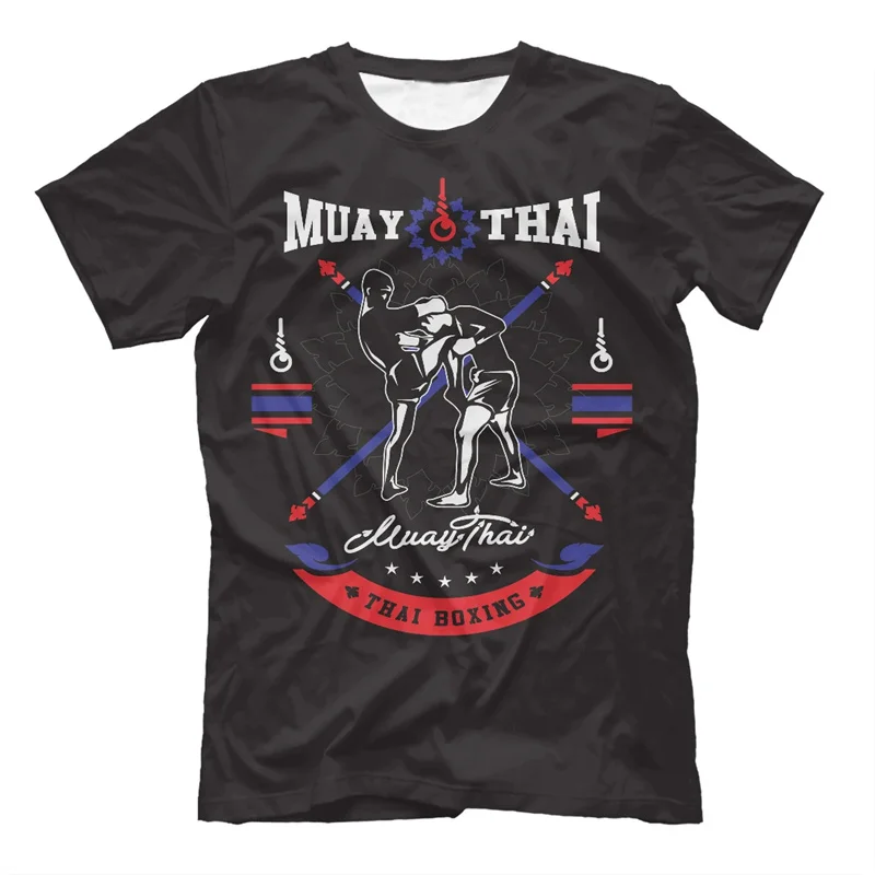 Boxing Men\'s Muay Thai T Shirt Fashion Summer Oversized T-shirts Casual Men\'s Gym Fitness Combat Training Sportswear Clothing
