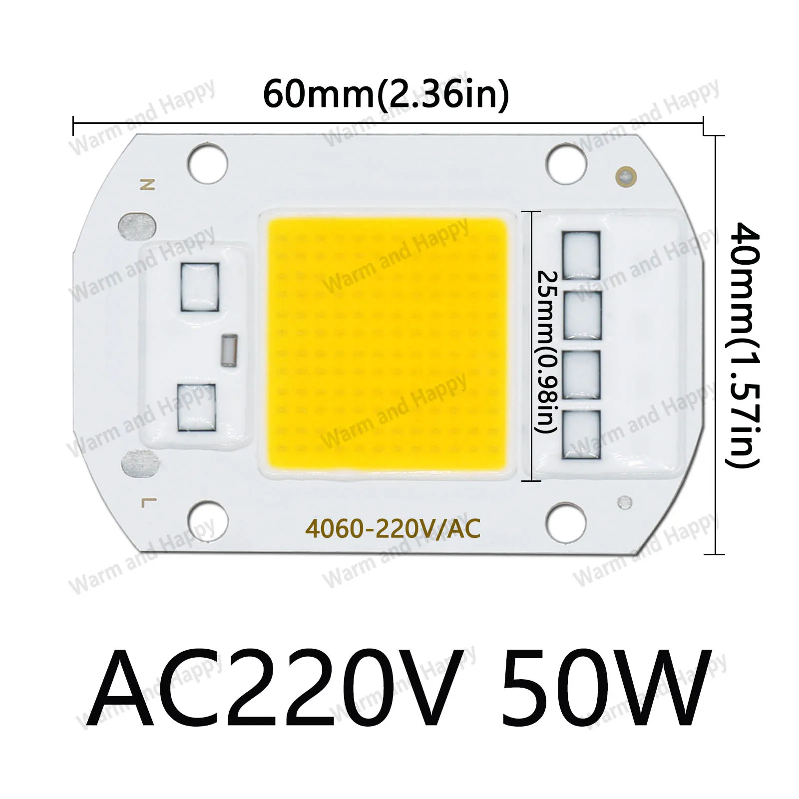 Chip LED COB de 10 piezas, 50W, AC220V, sin necesidad de controlador, Chip IC inteligente, 3000k, 4000k, 6500k, para foco reflector LED