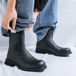 big size men fashion party nightclub high motorcycle boots brand designer shoes cowboy original leather boot autumn winter botas