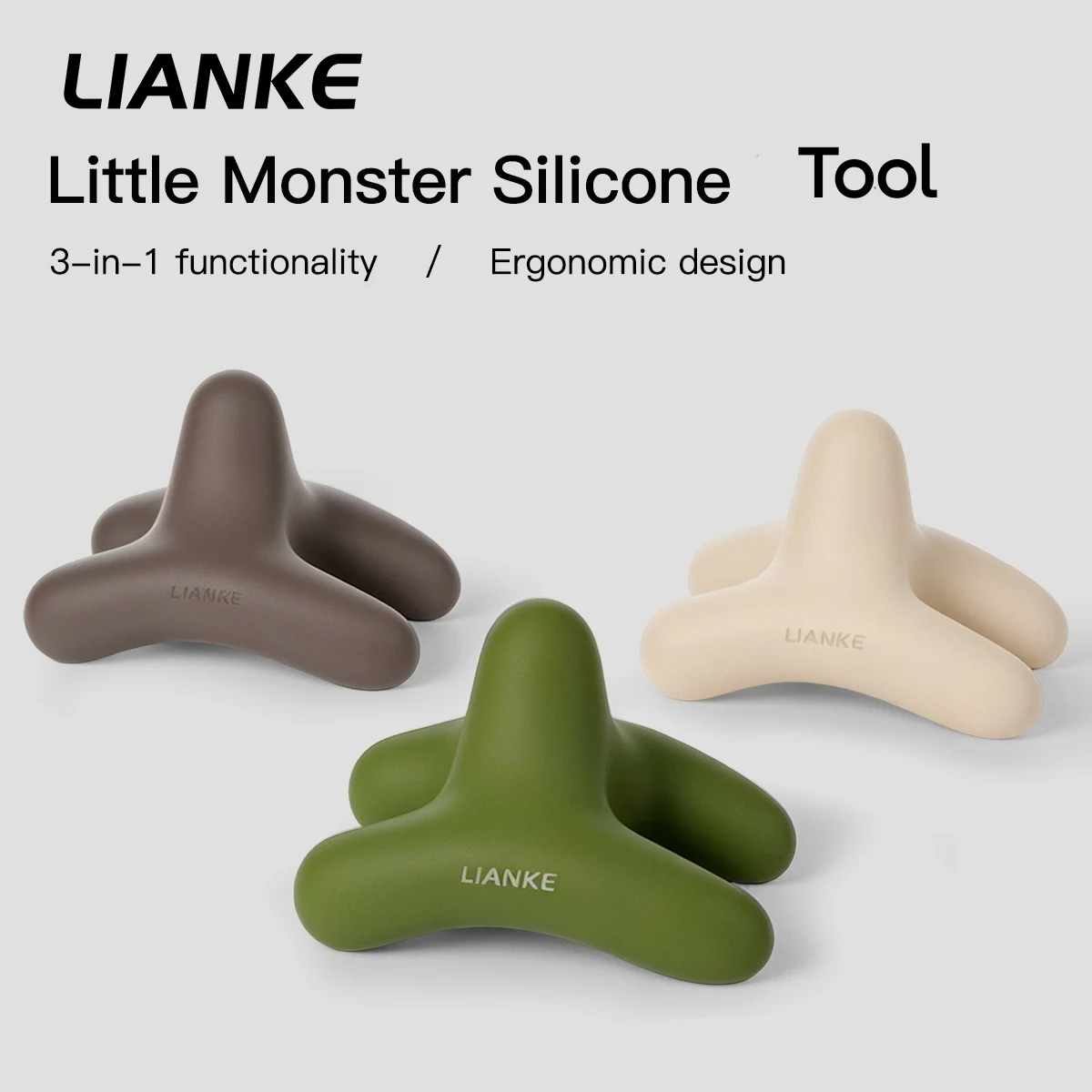 A 3-in-1 silicone relaxation tool designed to help stretch and relax sore muscles after a workout.