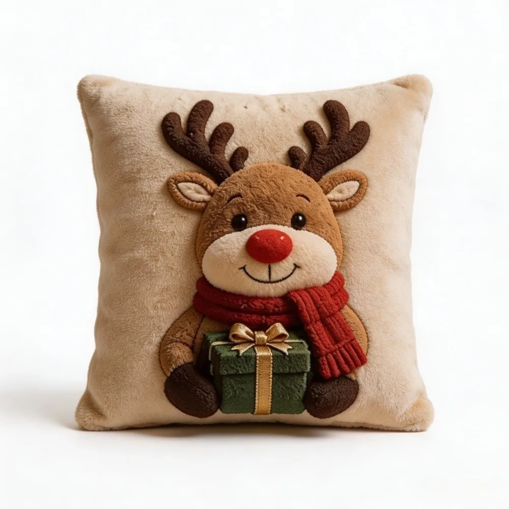 Simulated Christmas Pillow Cover Christmas Tree Santa Claus Xmas Tree Pillowslip Soft Smooth 2D Flat Elk Deer Throw Cushion Case