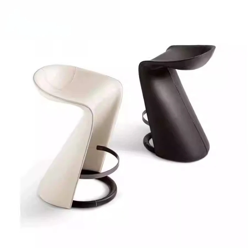 

Nordic modern minimalist designer metal fiberglass special-shaped skirt bar chair