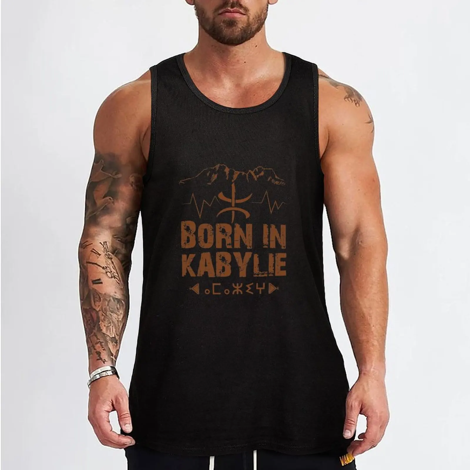 Amazigh, Born in kabylie Tank Top sleeveless jackets sleeveless Men's tops anime clothes