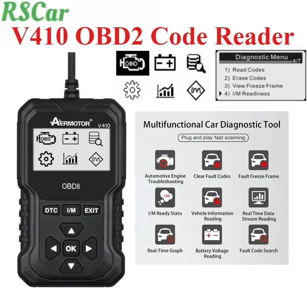 

Новейший считыватель автомобильных кодов V410, автомобильный сканер OBD2, полная система, диагностические инструменты для ремонта, проверка двигателя, считывание, запись, инструменты для сканирования неисправностей