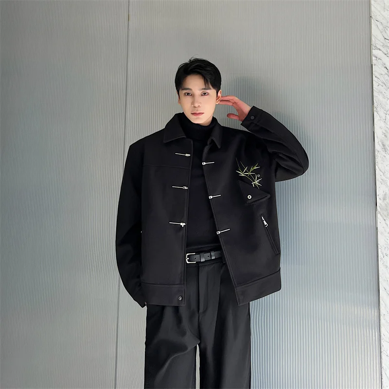 

Осенне-зимняя новинка: мужская куртка из бамбуковой шерсти с вышивкой в китайском стиле, высококачественная, с металлическим декором, в стиле ретро, в национальном духе