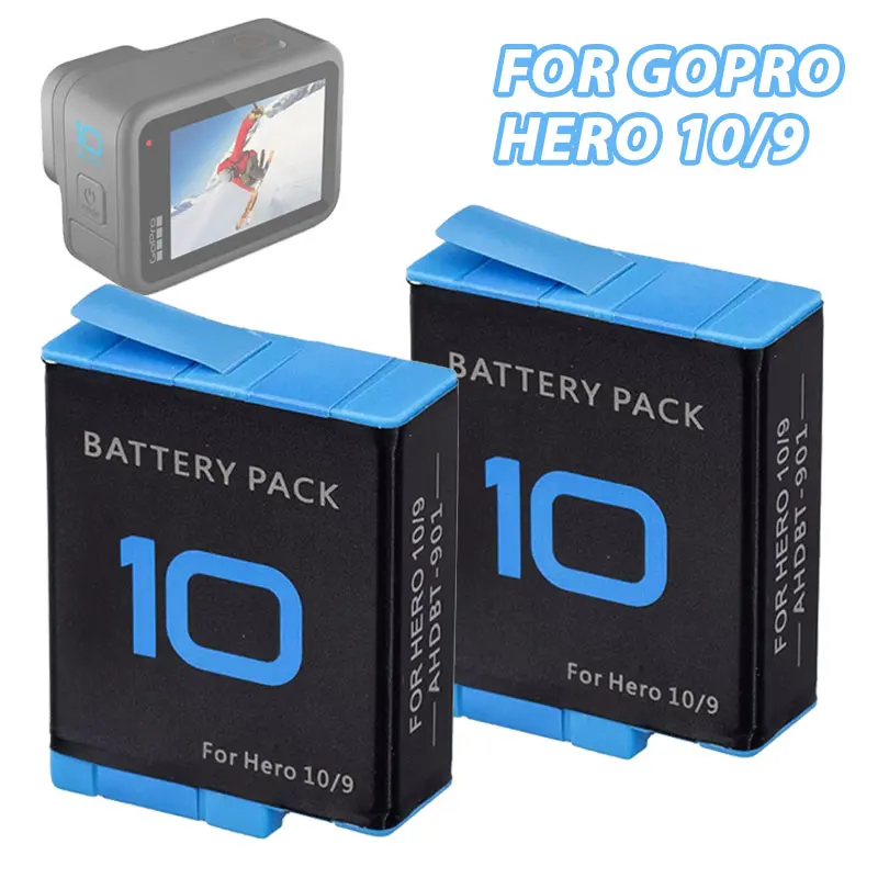 ل GoPro Hero 10 9 بطاريات فك التشفير الكاملة بطارية الكاميرا الرياضية GoPro HERO9 Hero10 اكسسوارات + Type-C 3-Slot صندوق شاحن USB