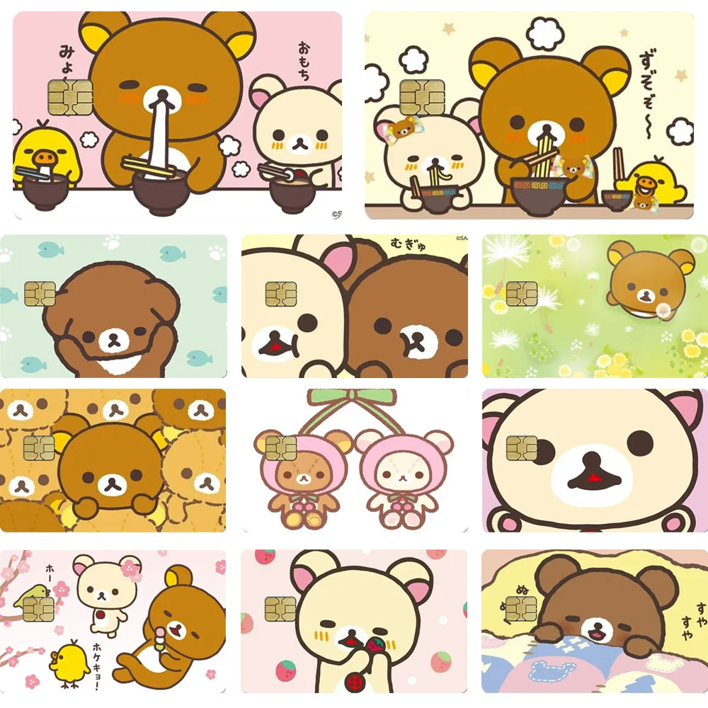 Cartoon-Kreditkarten-Skin Rilakkuma Niedliche Kawaii Kiiroitori Matte Aufkleber für VISA JCB Mastercard Andere IC-Bankkarten Dekoration Geschenke – Detail 1