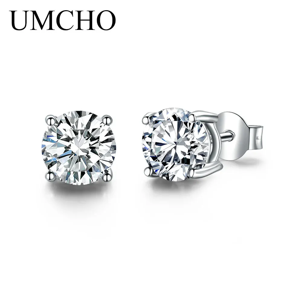 6mm 7mm 8mm White Round AAA Cubic Zircon Silver Stud Earrings