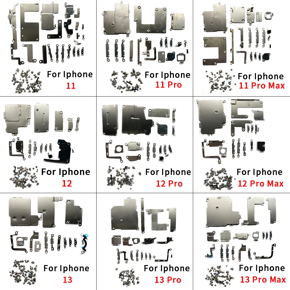 Full Inside Small Metal Holder Bracket Shield Plate Set Kit Full Screws Waterproof For iPhone 11 12 13 14 Pro Max Mini 14 Plus