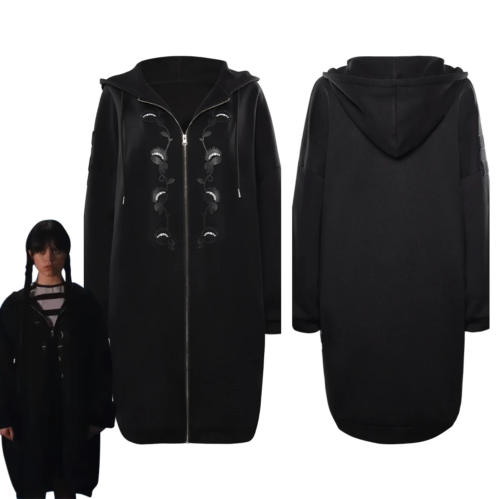 

Wednesday Addams Coat Wednesday Cosplay Costume Long Coat Outfits Halloween Carnival Party Suit Role Play for Adult Ladies