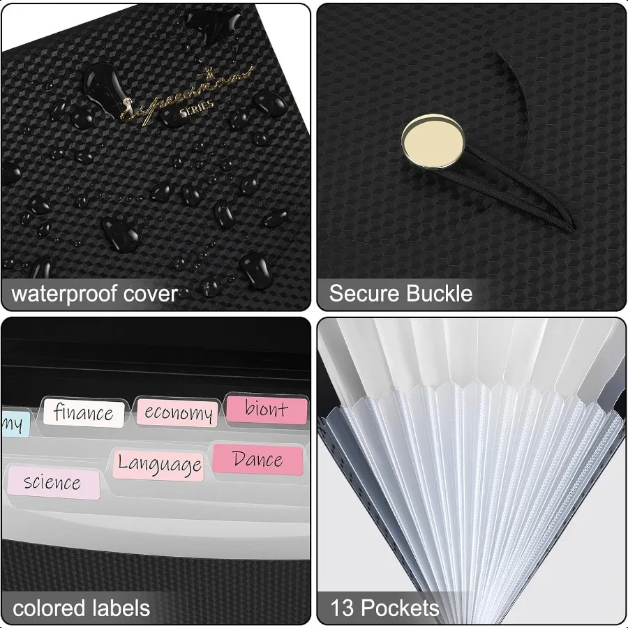 Memperluas Folder File 13 Saku Pengatur File Akordeon Folder File Bulanan yang Dapat Diperluas untuk Dokumen dengan Label Tagihan Portabel