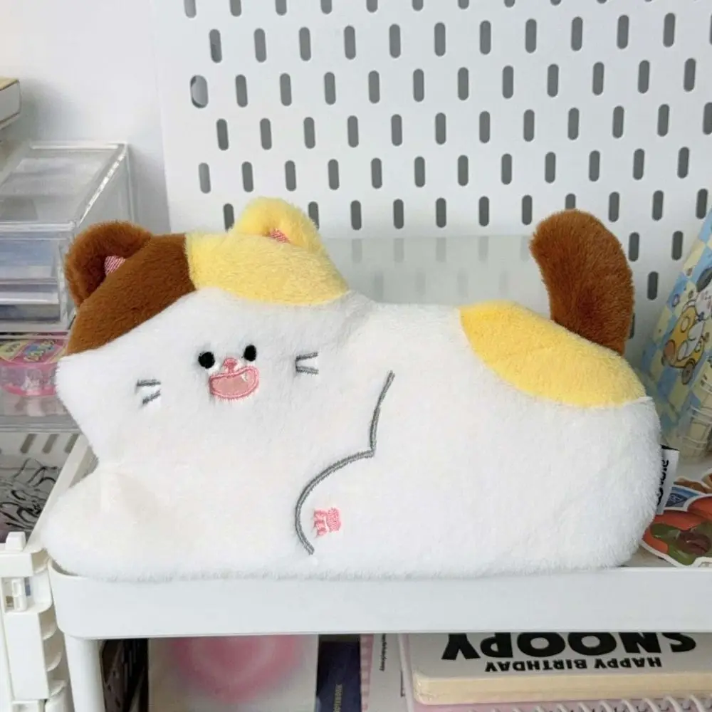 

Cute Plush Plush Cat Pencil Bag Fluffy Large Capacity Cartoon Pencil Case Zipper Cosmetics Stationery Storage Pouch Kids