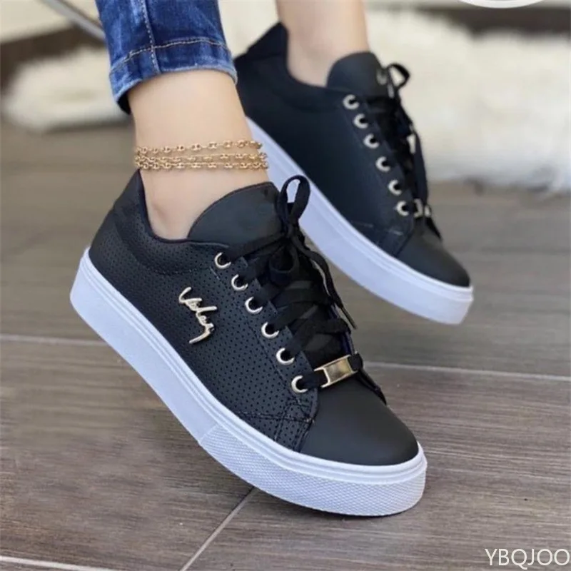 Zapatos de mujer informales ligeros y transpirables de talla grande a la moda para primavera y otoño, zapatos de tablero versátiles de fondo plano para mujer