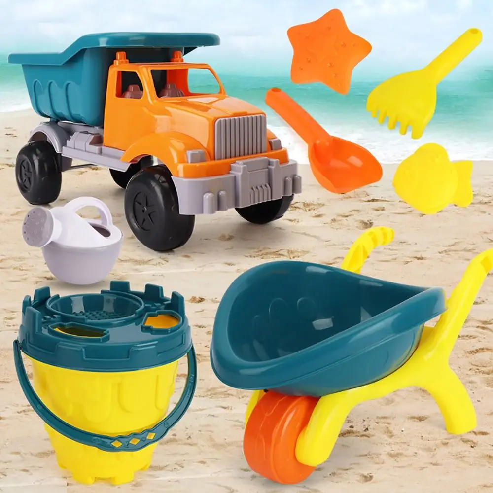 

Parent-Children Interactive 5/6PCS Sand Toys Set Beach Castle Bucket Shovel Rake Mold Truck Trolley Plaything Outdoor Game