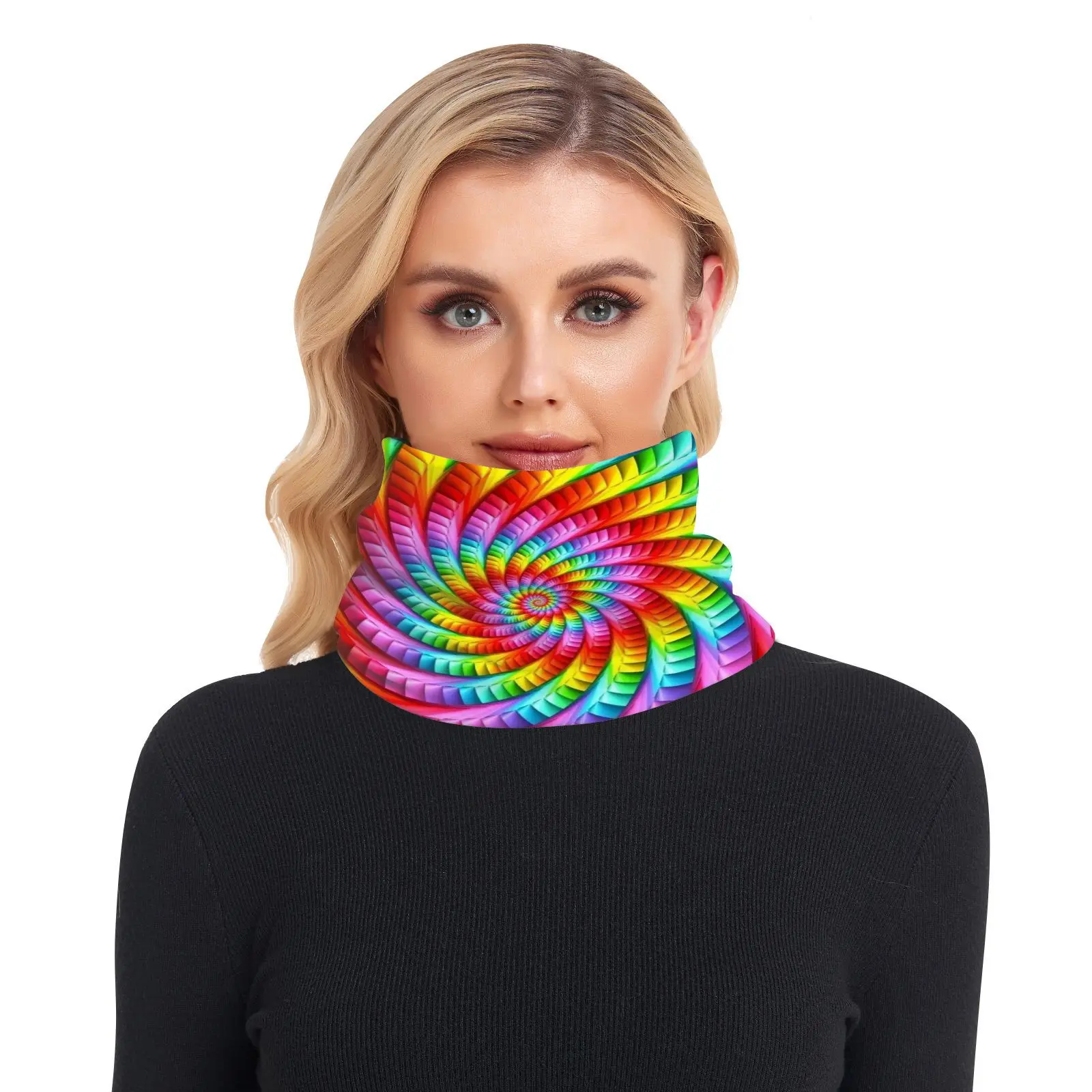 New Winter Scarf Knitted Ring Neck Wraps rainbow color Women Bandana Warm Collar Unisex Men Face Scarves Infinite Cashmere