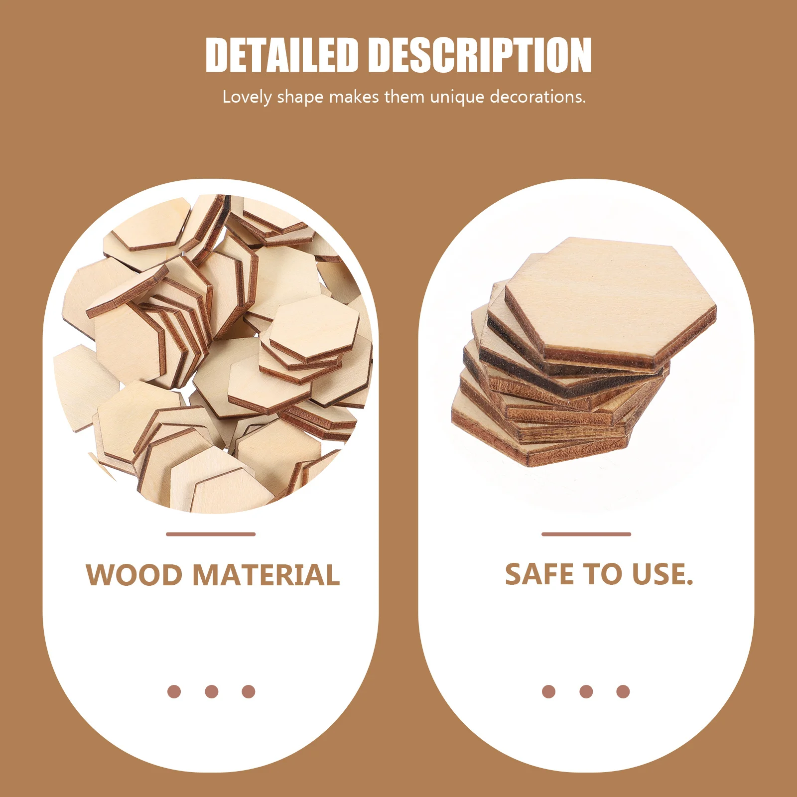 

100Pcs Beech Wooden Hexagonal Pieces Wooden Shapes DIY Crafts Smooth Surface Wedding Birthday Christmas Decorations