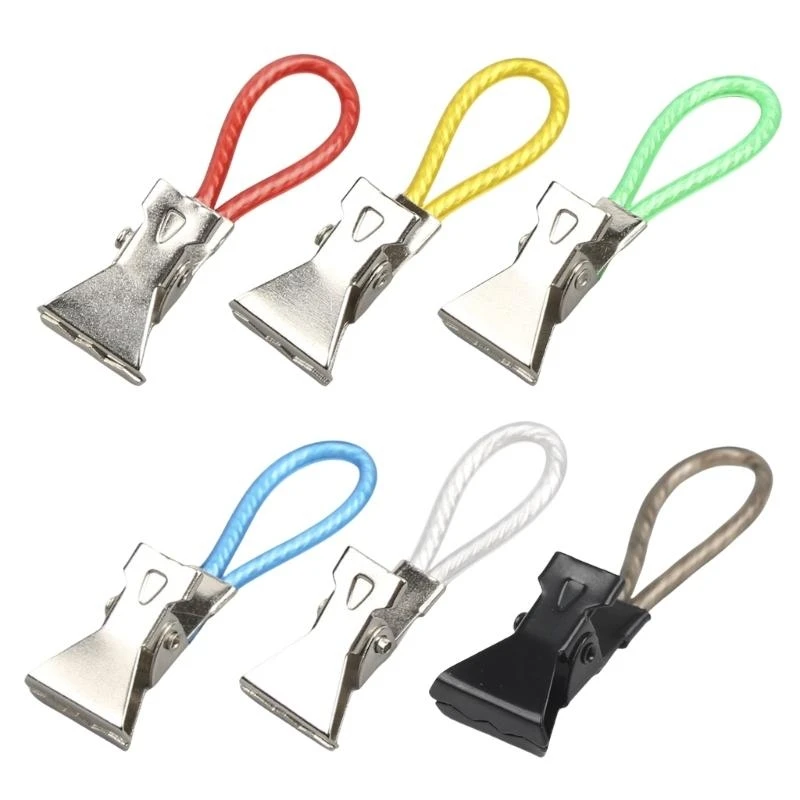 

652F 10pcs Sturdy Metal Materials Towel Clip With Hanging Hoop Portable for Kitchen Bathroom and Household Daily Use