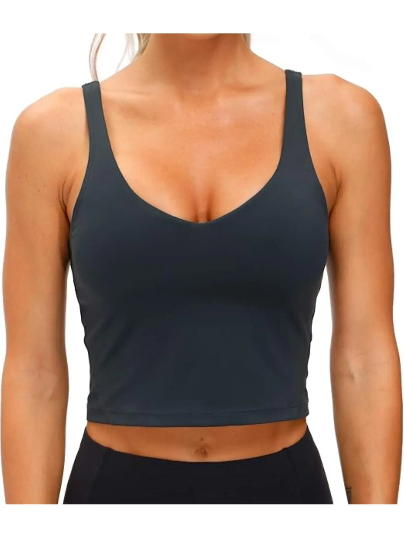 Women’s Longline Sports Bra Wirefree Padded Medium Support Yoga Bras Gym Running Workout Tank Tops