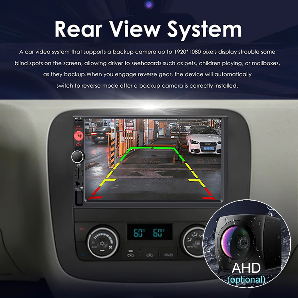 XIMA inalámbrico CarPlay Android Auto 7 pulgadas IPS 2 Din estéreo Radio de coche reproductor Multimedia autoradio unidad central Bluetooth AHD cámara 4