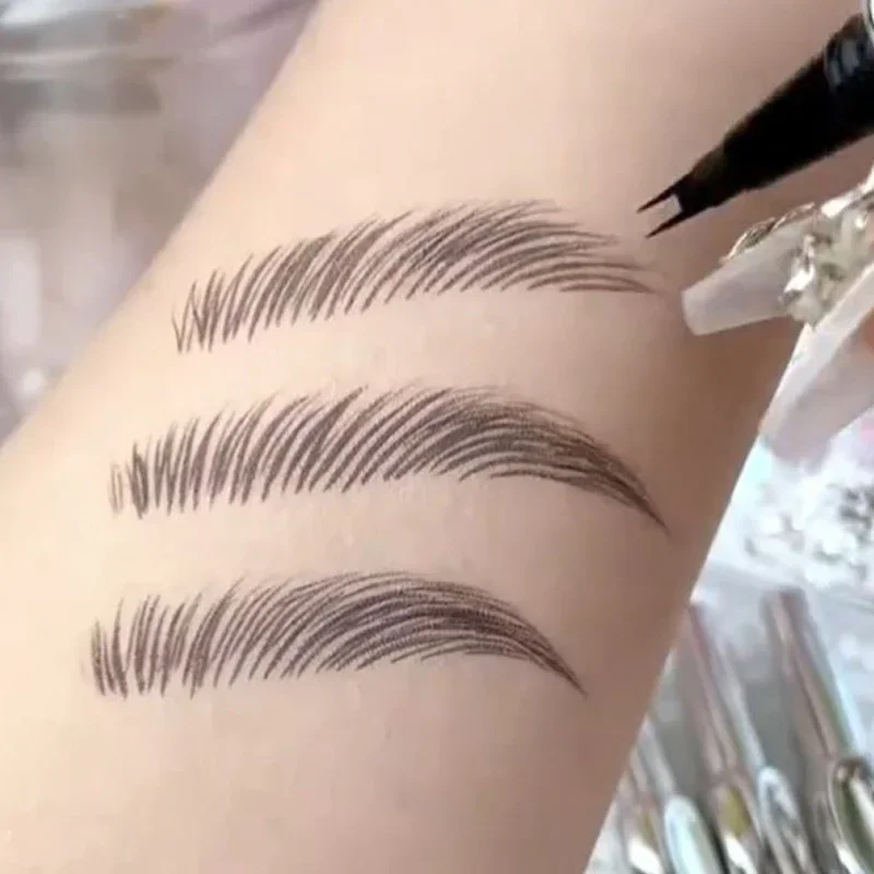 Waterdichte 2 Vork Tip Wenkbrauw Potlood Omtrek Schaduw Liggende Zijderupsen Eyeliner Blijvende Niet-Veeg Kleurvast Vloeibaar Wenkbrauwpotlood