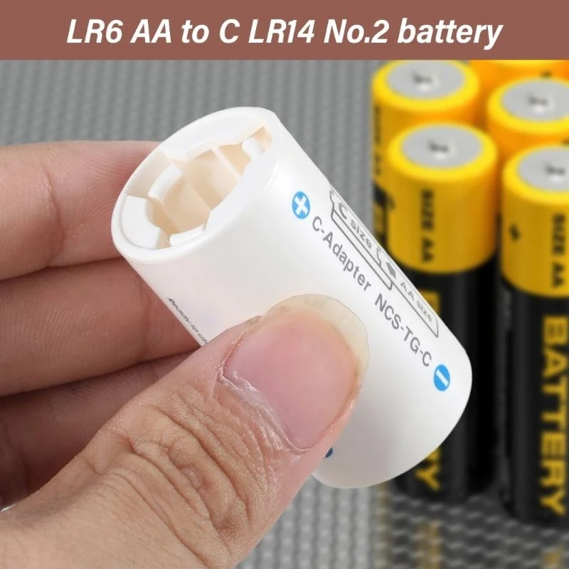 4XFC LR6 AA to LR14 C Battery Adapter Accessory Battery Case Holder Easily Convert LR6 to LR14 for Various Appliances