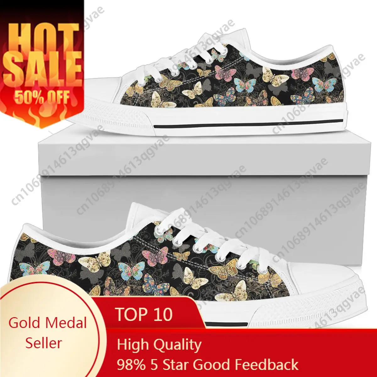 

Butterflies Design Low Top Sneakers Mens Womens Teenager High Quality Canvas Sneaker Couple Shoes Custom Personalized Shoe