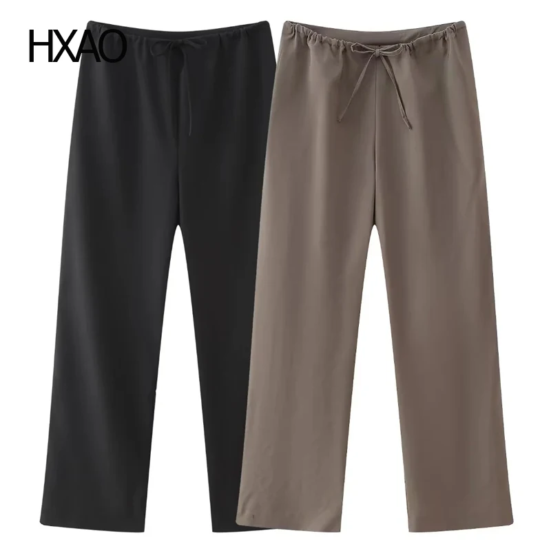 

HXAO Women's Pants High Waist Wide Leg Pants Spring Baggy Pants Woman Trousers Fashion Slacks office ladies pants casual pants