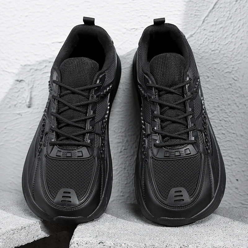 Wide Toe Sneakers Men’s Comfortable Lace-up Walking Shoe Elasticity Cushioning Running Shoes Men Outdoor Lightweight Trainer