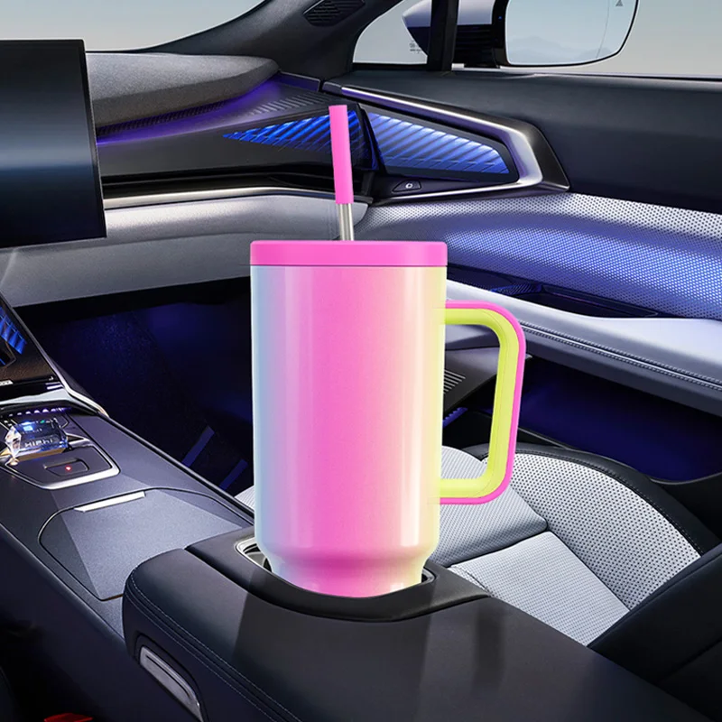 Meoky 40oz 1182ml Tumbler Straw Lid Vacuum Insulated Non-Slip Car Mug Double Wall Stainless Steel Thermal Iced Travel Cup