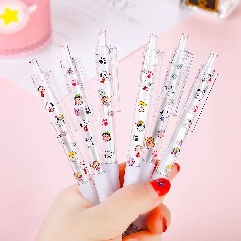 Snoopy animation peripheral cartoon click pen high-value ins girl heart animation pattern gel pen 0.5 bullet black pen gift