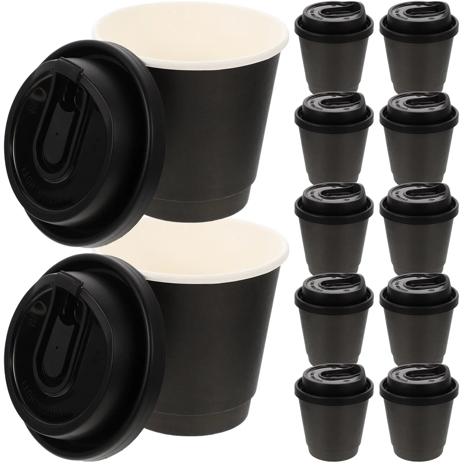 

25Sets Anti-Scald Paper Coffee Cups with Lids Disposable Leakproof Hot Beverage Cups for Tea Juice Milk Outdoor Office Party