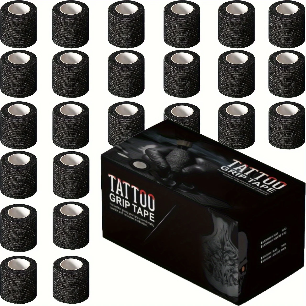 Couverture de poignée de tatouage, Bandage noir jetable pour Machine à tatouer, accessoires de Tube de bande, 2/4/6 pièces