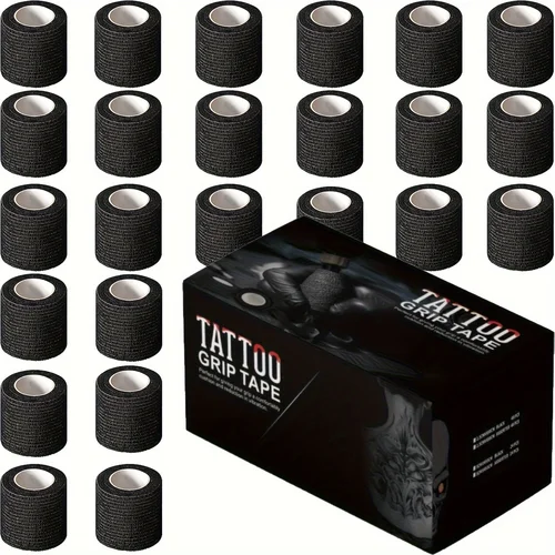 2/4/6 Uds cubierta de agarre de tatuaje vendaje negro desechable para máquina de vendaje de agarre de tatuaje accesorios de tubo de cinta