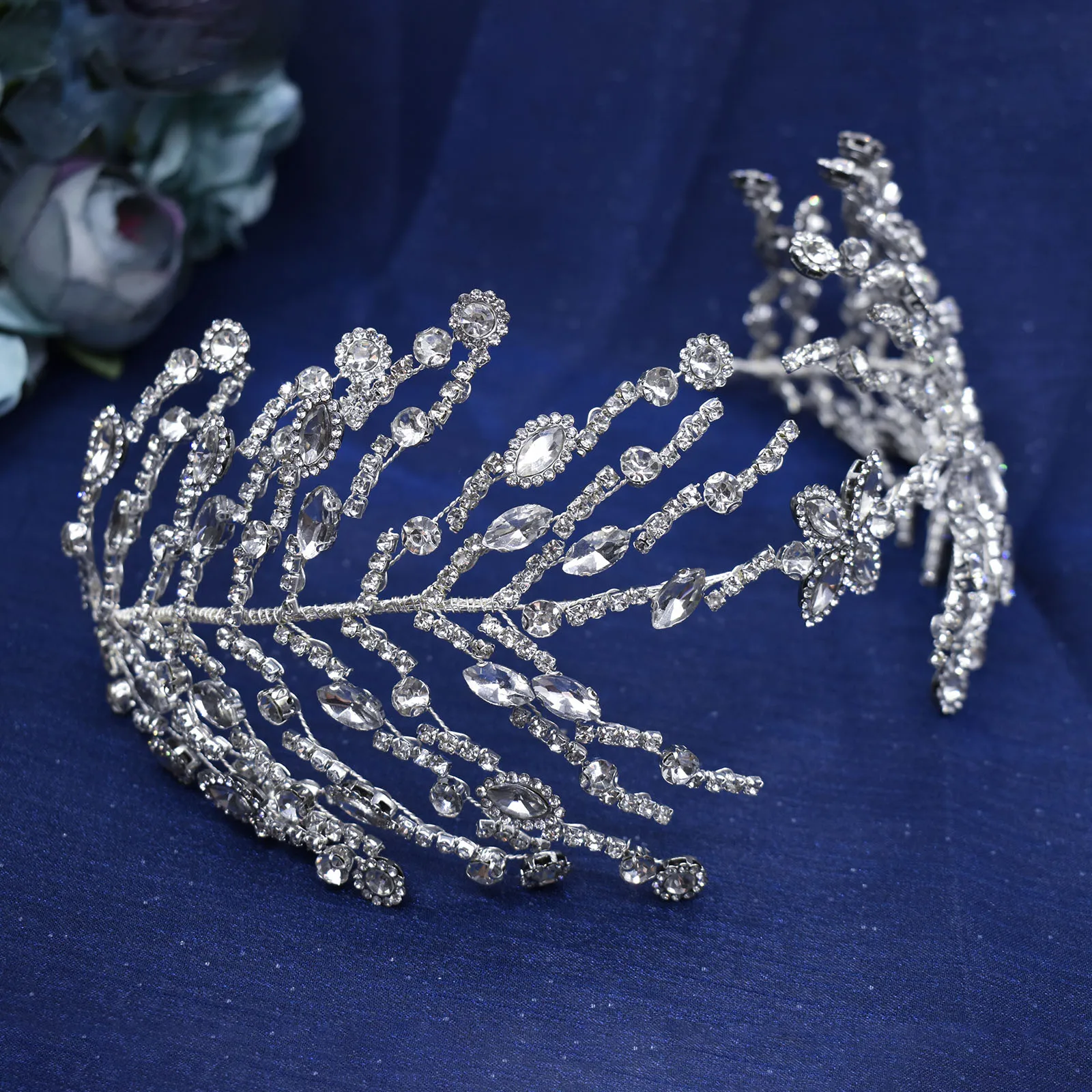 

DZ014 Fashion Bridal Tiara Headpiece Silver Crystal Wedding Crown Hair Accessories Women Headwear Bride Headdress Headbands