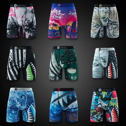 ETHIKA 1Pcs Men Underwear Boxers Breathable Mesh Crotch Mens Trunks Plus Size S-3XL Man Swimming Underpants Men's Panties Trunks