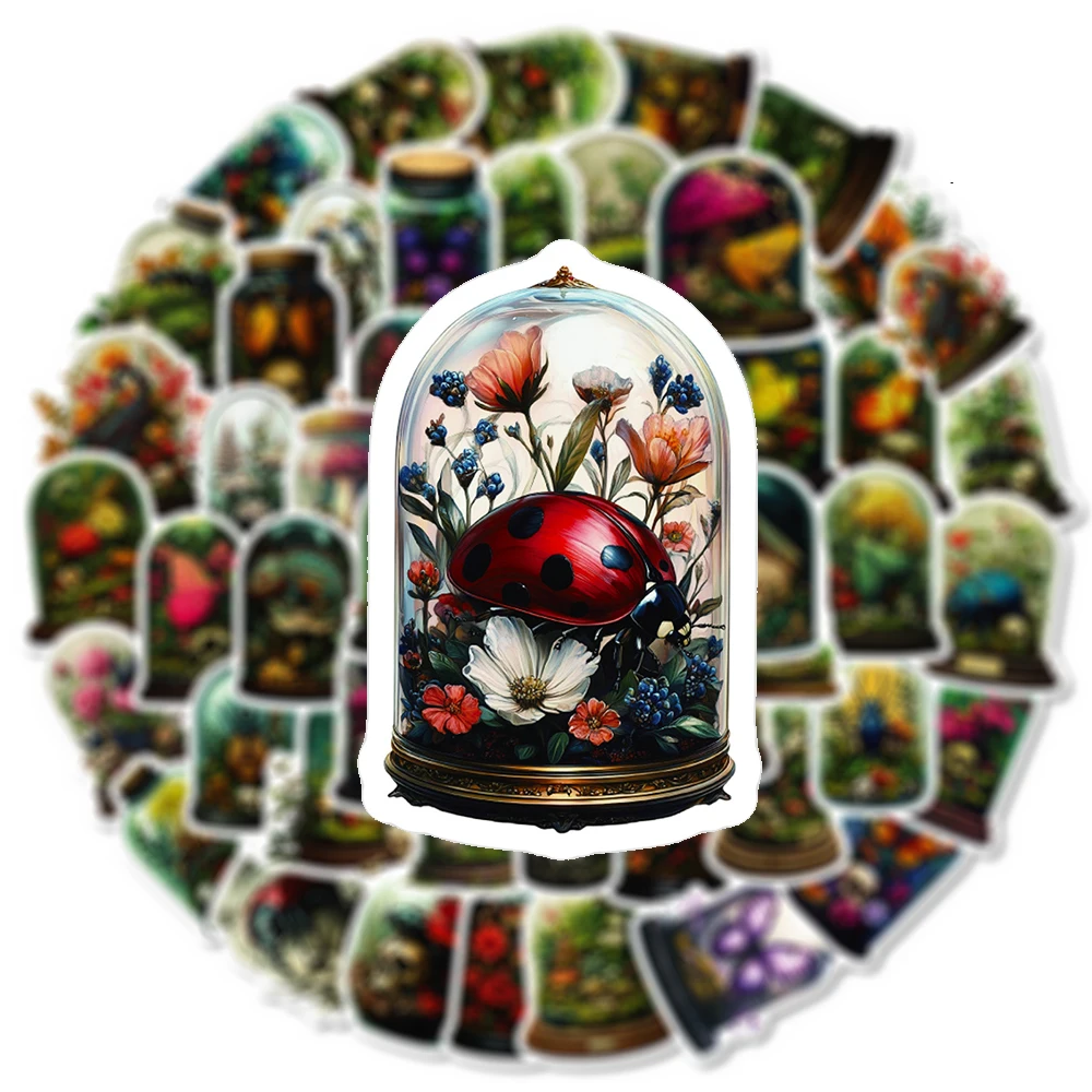 

10/30/50pcs Cool Cartoon Insect Plant Bottle Skull Stickers Gothic Decals DIY Skateboard Phone Luggage Vintage Sticker Toy Decor