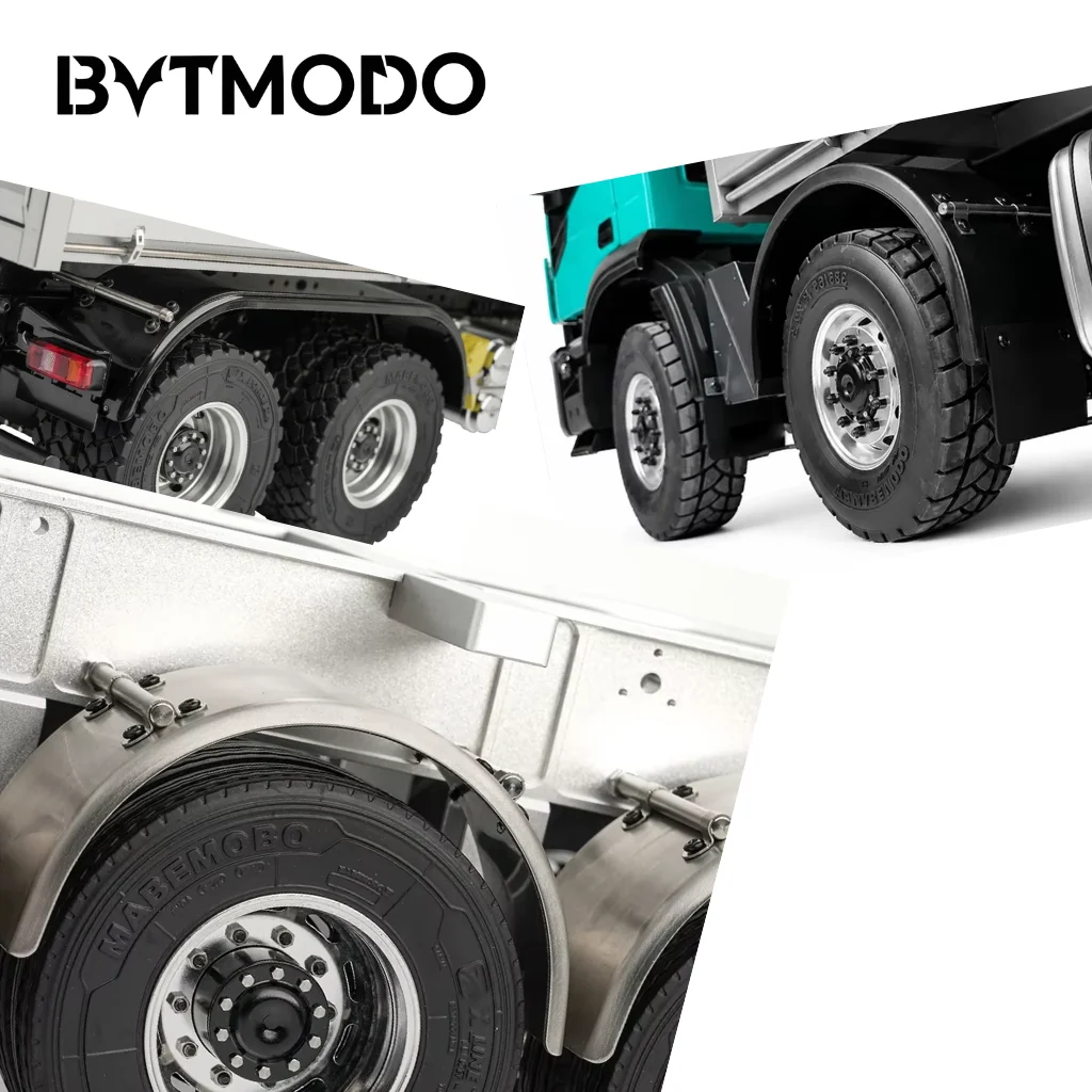 Steel Dual Wheel Fender Mudguard Pair for 1/14 Tamiya RC Tractor SCANIA 770S Dump Truck VOLVO BENZ Arocs MAN TGX DIY Upgrade