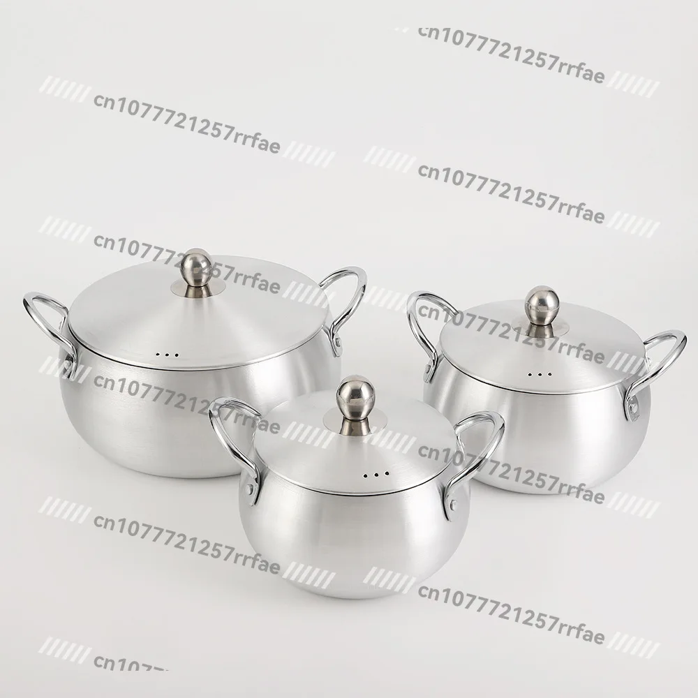 Primary Color Shrink Drum Soup Pot Sanded Pot Aluminum Simple Soup Pot Set