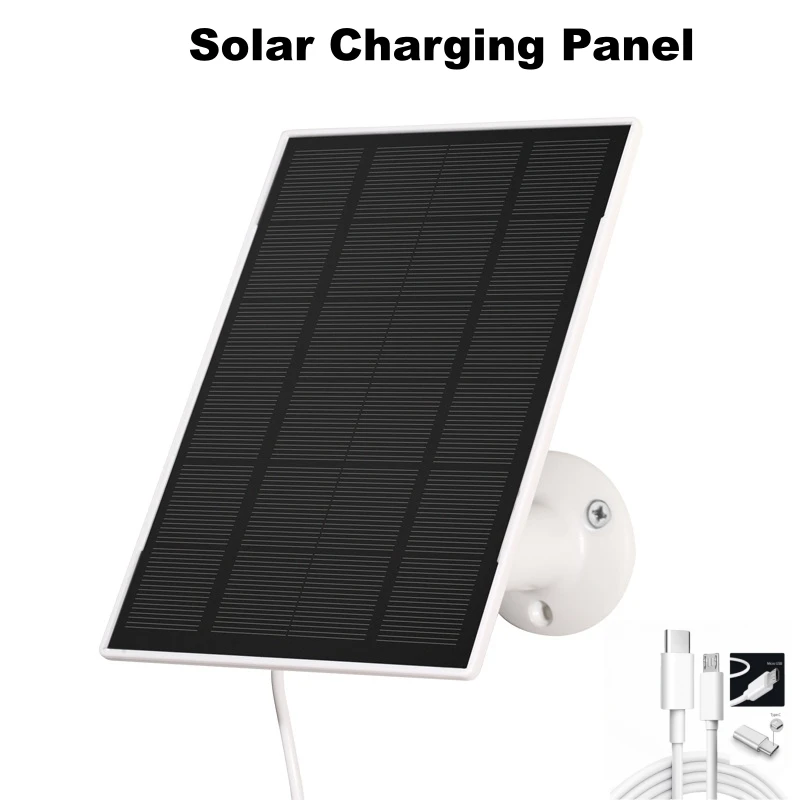 5V 18W IP65 Waterproof Outdoor Solar Panel 10FT(3M) Cable Length with Micro USB Port Type C for Rechargeable Battery Camera
