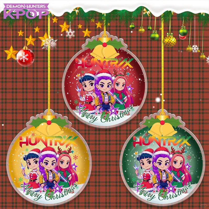 K-Pop شيطان الصيادين طبقة مزدوجة الاكريليك 8 سنتيمتر قلادة الديكور شجرة عيد الميلاد القطعة الكرتون رومي ميرا زوي مهرجان الأسرة