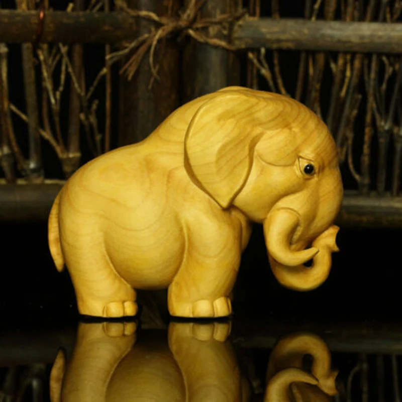 TB200 --- 7cm long Beautiful Carved Boxwood Carving : Elephant