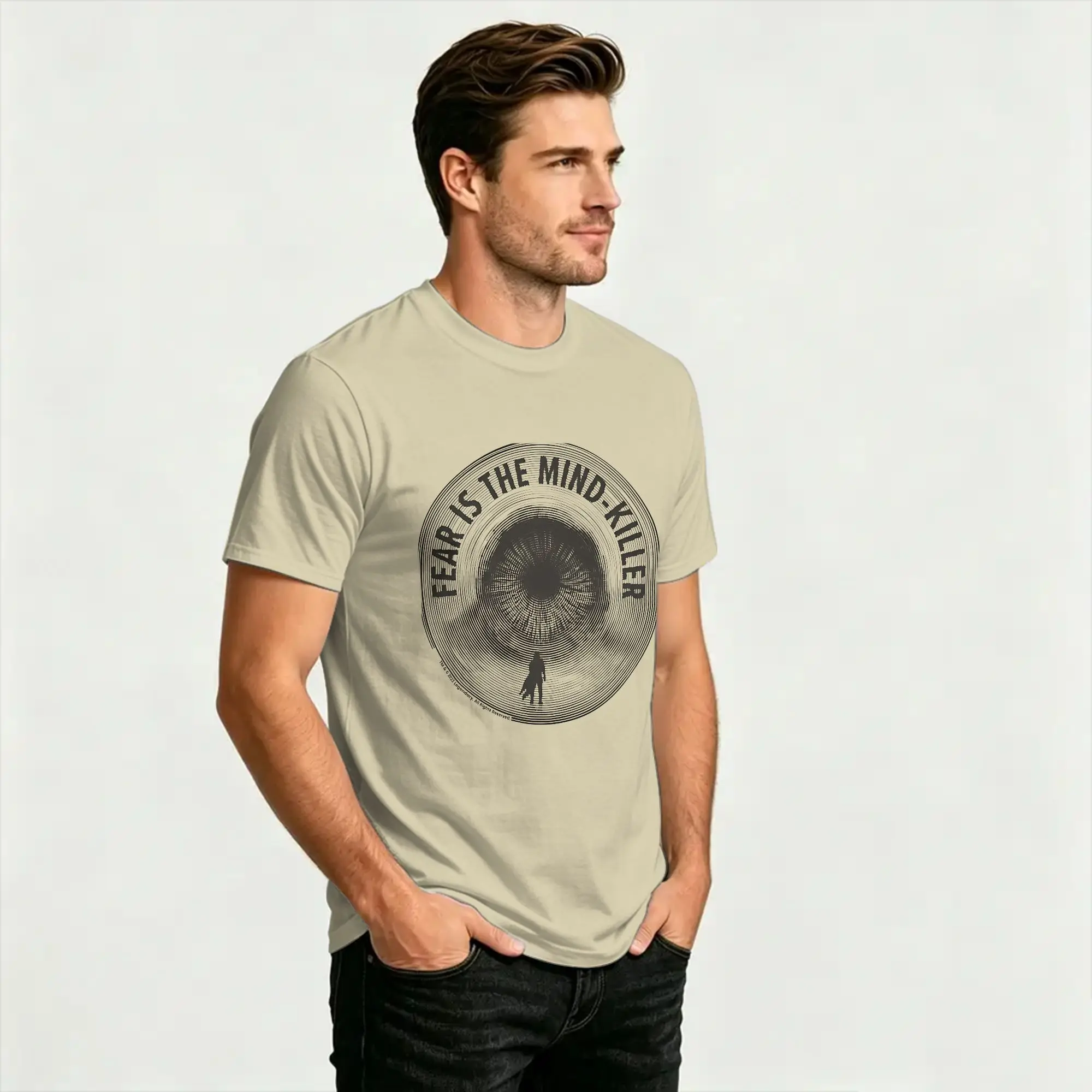 Dune, der Sandwurm. Angst ist der Geistetöter Baumwoll-T-Shirt für Männer Vintage T-Shirts Mode-T-Shirts Übergrößen Kleidung mit individuellem Logo – Detail 5