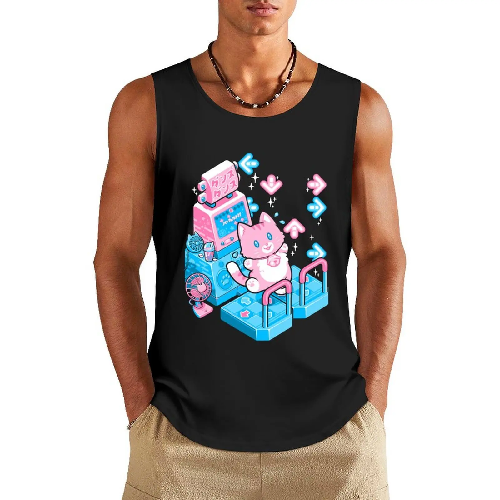 

Dance Kitty Tank Top men clothes Short sleeve gym clothing men